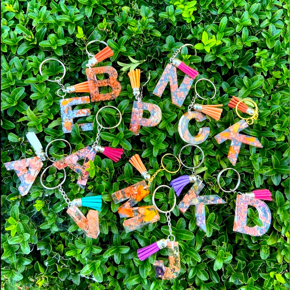 Flower Monogram Keychains